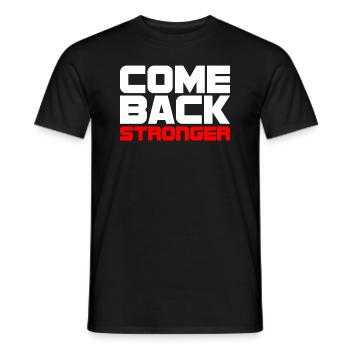 REVENIR PLUS FORT - COMEBACK - RETOUR - FITNESS - T-shirt homme - noir - Devant - AI Model Male 178 light (178cm)