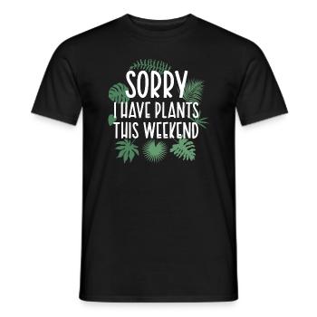 Désolé j’ai des plantes ce week-end Drôle de jeu de mots sur les plantes - T-shirt homme - noir - Devant - AI Model Male 178 light (178cm)