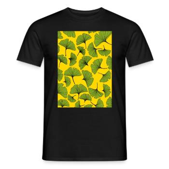 Ginkgo print - Men's T-Shirt - black - Front - AI Model Male 178 light (178cm)