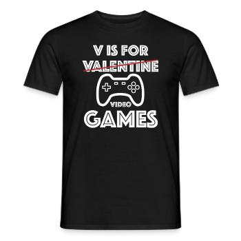 V is for Video Games | Game, funny sayings - Men's T-Shirt - black - Front - AI Model Male 178 light (178cm)