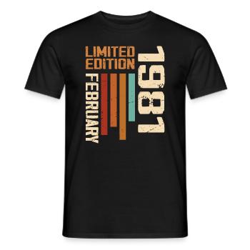 Née en Février 1981 Rétro 1981 Anniversaire - T-shirt homme - noir - Devant - AI Model Male 178 light (178cm)