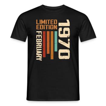 Née en Février 1970 Rétro 1970 Anniversaire - T-shirt homme - noir - Devant - AI Model Male 178 light (178cm)