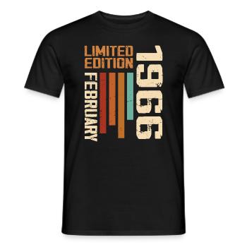 Born in February 1966 Retro 1966 Birthday - Men's T-Shirt - black - Front - AI Model Male 178 light (178cm)