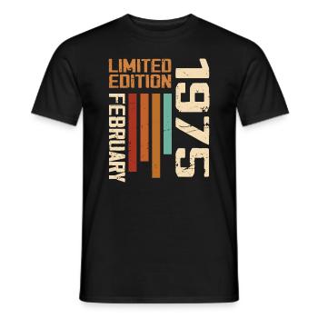 Née en Février 1975 Rétro 1975 Anniversaire - T-shirt homme - noir - Devant - AI Model Male 178 light (178cm)
