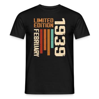 Born in February 1939 Retro 1939 Birthday - Men's T-Shirt - black - Front - AI Model Male 178 light (178cm)