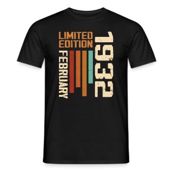 Born in February 1932 Retro 1932 Birthday - Men's T-Shirt - black - Front - AI Model Male 178 light (178cm)