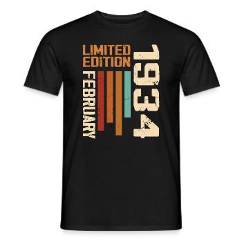 Born in February 1934 Retro 1934 Birthday - Men's T-Shirt - black - Front - AI Model Male 178 light (178cm)
