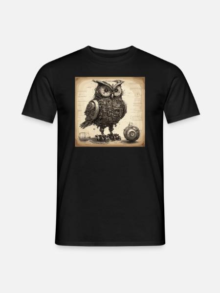 Blueprint / Sepia / Vintage / Retro / Ugle - Mænd T-shirt - sort