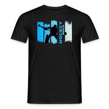 hockey I gardien de but bleu grunge hockey sur gazon - T-shirt homme - noir - Devant - AI Model Male 178 light (178cm)