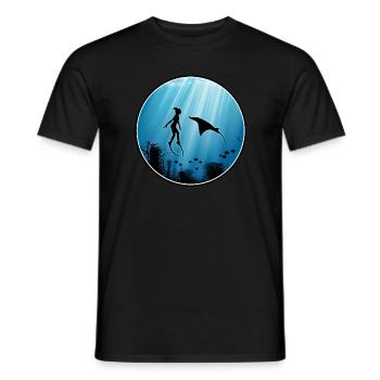 Free divers and manta rays - Men's T-Shirt - black - Front - AI Model Male 178 light (178cm)