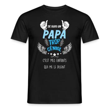 Papa Trop Génial C'est Le Notre Cadeau Des Enfants - T-shirt homme - noir - Devant - AI Model Male 178 light (178cm)