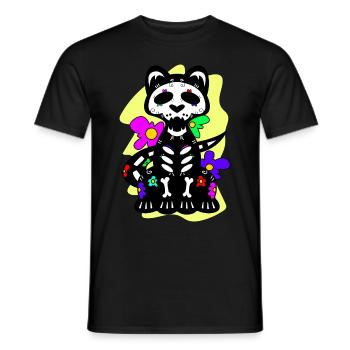 Day of the dead Katze mit Blumen mexikanisches - Männer T-Shirt - Schwarz - Vorne - AI Model Male 178 light (178cm)