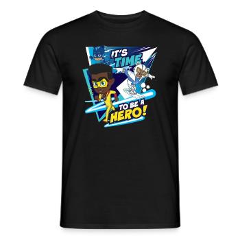 PJ Masks It's Time To Be A Hero! Mit Newton Star - Männer T-Shirt - Schwarz - Vorne - AI Model Male 178 light (178cm)