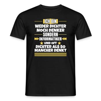 Neither poet nor thinker, but computer scientist - Men's T-Shirt - black - Front - AI Model Male 178 light (178cm)