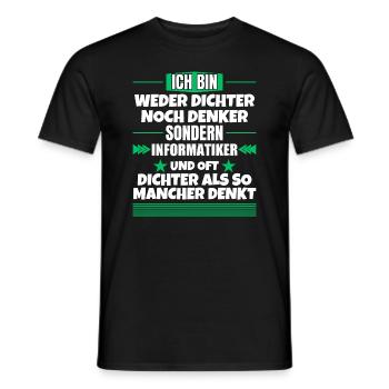 Neither poet nor thinker, but computer scientist - Men's T-Shirt - black - Front - AI Model Male 178 light (178cm)