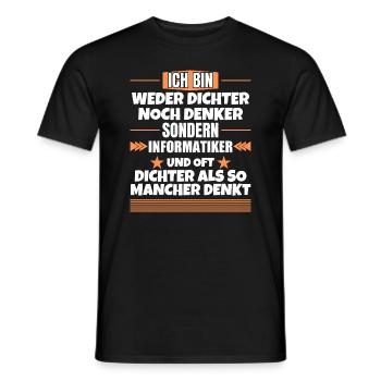 Neither poet nor thinker, but computer scientist - Men's T-Shirt - black - Front - AI Model Male 178 light (178cm)
