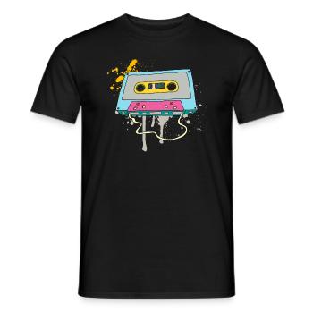 Musik Kassette Walkman Magnettonband Retro Vintage - Männer T-Shirt - Schwarz - Vorne - AI Model Male 178 light (178cm)