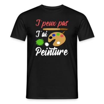 Peinture shirt je peux pas j´ai peinture artiste - T-shirt homme - noir - Devant - AI Model Male 178 light (178cm)