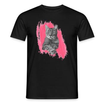 Cat In Red - Men's T-Shirt - black - Front - AI Model Male 178 light (178cm)