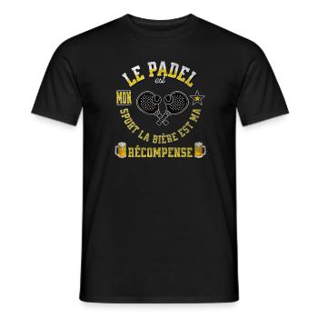 Le padel est mon sport la bière est ma récompense - T-shirt homme - noir - Devant - AI Model Male 178 light (178cm)