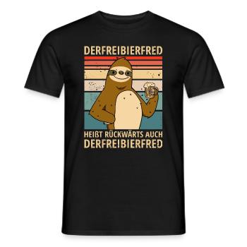 Faultier Spruch Bier Derfreibierfred Party Saufen - Männer T-Shirt - Schwarz - Vorne - AI Model Male 178 light (178cm)