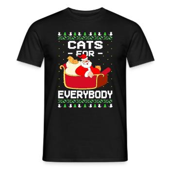 Cats for all Ugly Christmas - Men's T-Shirt - black - Front - AI Model Male 178 light (178cm)