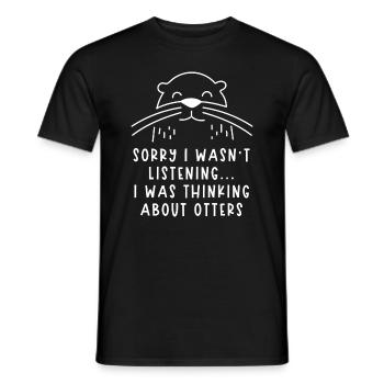 Je pense à Cute Sea Otters Forest Nature Lover - T-shirt homme - noir - Devant - AI Model Male 178 light (178cm)