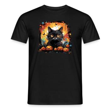 Halloween Pumpkin Cat - Petits monstres mignons - T-shirt homme - noir - Devant - AI Model Male 178 light (178cm)