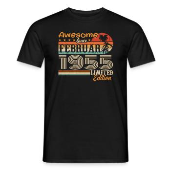 Geburtstag Vintage Geschenkidee Februar 1955 - Männer T-Shirt - Schwarz - Vorne - AI Model Male 178 light (178cm)