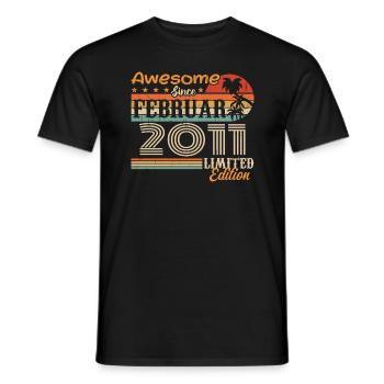 Geburtstag Vintage Geschenkidee Februar 2011 - Männer T-Shirt - Schwarz - Vorne - AI Model Male 178 light (178cm)