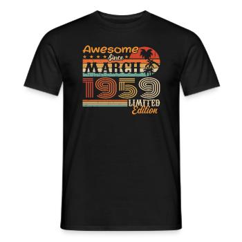 Mars 1959 Vintage 1959 rétro cadeau d’anniversaire - T-shirt homme - noir - Devant - AI Model Male 178 light (178cm)