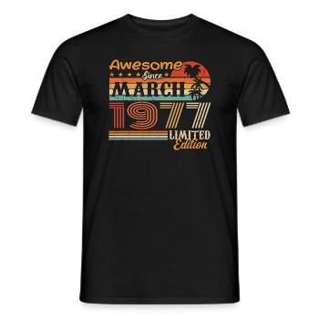 Mars 1977 Vintage 1977 rétro cadeau d’anniversaire - T-shirt homme - noir - Devant - AI Model Male 178 light (178cm)