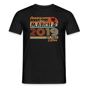 March 2019 Vintage 2019 Retro Birthday Gift - Men's T-Shirt - black - Front - AI Model Male 178 light (178cm)
