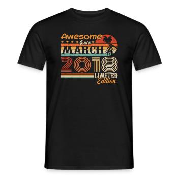 March 2018 Vintage 2018 Retro Birthday Gift - Men's T-Shirt - black - Front - AI Model Male 178 light (178cm)