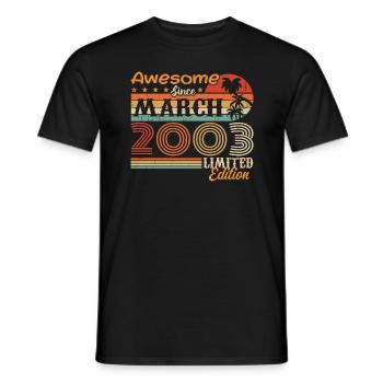 März 2003 Jahrgang 2003 Retro Geburtstagsgeschenk - Männer T-Shirt - Schwarz - Vorne - AI Model Male 178 light (178cm)