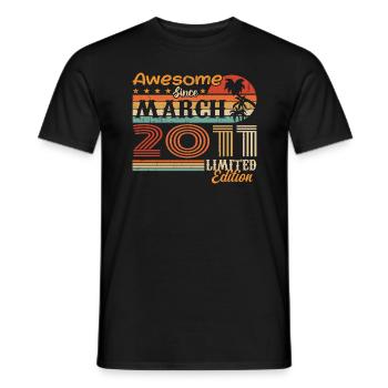 März 2011 Jahrgang 2011 Retro Geburtstagsgeschenk - Männer T-Shirt - Schwarz - Vorne - AI Model Male 178 light (178cm)
