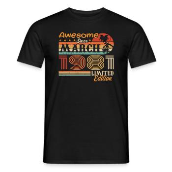 März 1981 Jahrgang 1981 Retro Geburtstagsgeschenk - Männer T-Shirt - Schwarz - Vorne - AI Model Male 178 light (178cm)