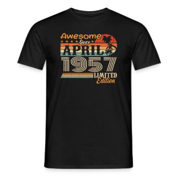 Les légendes sont nées en avril 1957 - T-shirt homme - noir - Devant - AI Model Male 178 light (178cm)