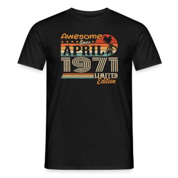 Les légendes sont nées en avril 1971 - T-shirt homme - noir - Devant - AI Model Male 178 light (178cm)