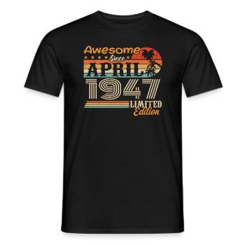Les légendes sont nées en avril 1947 - T-shirt homme - noir - Devant - AI Model Male 178 light (178cm)