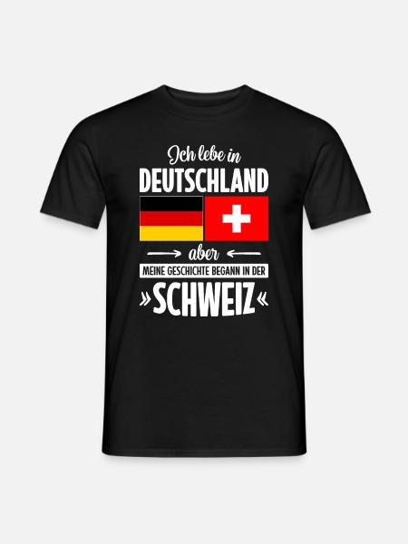 MEINE GESCHICHTE BEGANN IN DER SCHWEIZ - Männer T-Shirt - Schwarz