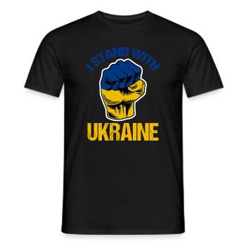 Ich stehe mit der ukrainischen Flagge Ukrainisch - Männer T-Shirt - Schwarz - Vorne - AI Model Male 178 light (178cm)