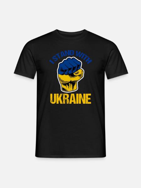 Stoję z ukrainą Flaga ukraińska - T-shirt męski - czarny