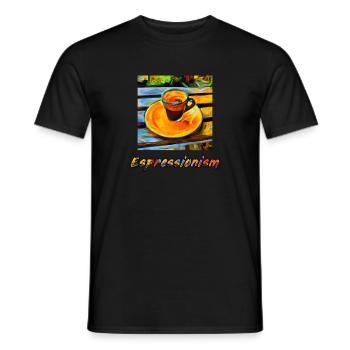 An expressionism espresso becomes espressionism - Men's T-Shirt - black - Front - AI Model Male 178 light (178cm)