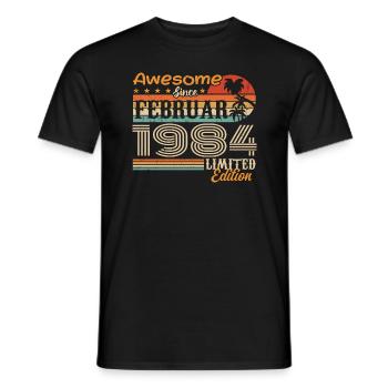 Birthday Vintage Gift Idea February 1984 - Men's T-Shirt - black - Front - AI Model Male 178 light (178cm)