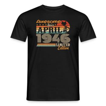 Les légendes sont nées en avril 1946 - T-shirt homme - noir - Devant - AI Model Male 178 light (178cm)