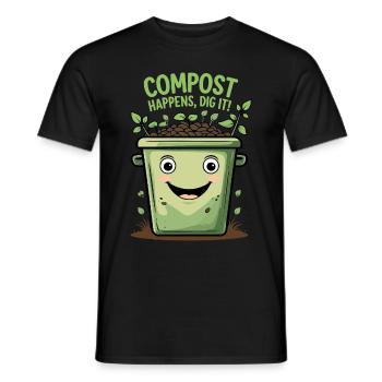 Compost Happens - Fun Compost Design - Men's T-Shirt - black - Front - AI Model Male 178 light (178cm)
