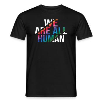 We Are All Human Rainbow Pride CSD - Men's T-Shirt - black - Front - AI Model Male 178 light (178cm)