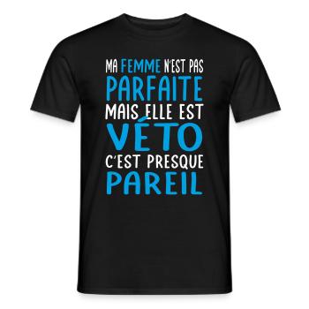 Ma femme pas parfaite mais elle est véto - T-shirt homme - noir - Devant - AI Model Male 178 light (178cm)