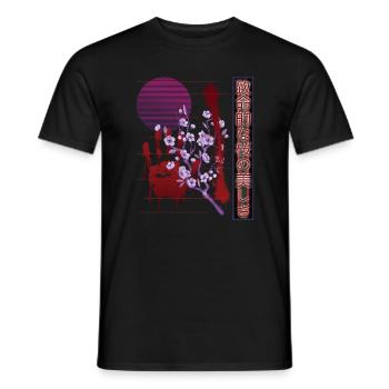 Aesthetics Vaporwave Japan Retro - Men's T-Shirt - black - Front - AI Model Male 178 light (178cm)